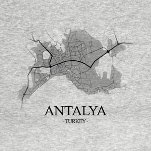 Antalya City Map - Turkey Cartography T-Shirt